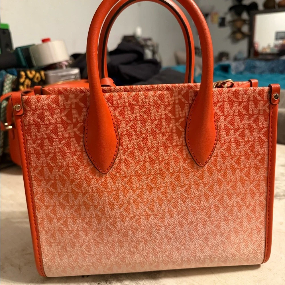 Michael Kors Orange Gradient Signature Logo Satchel